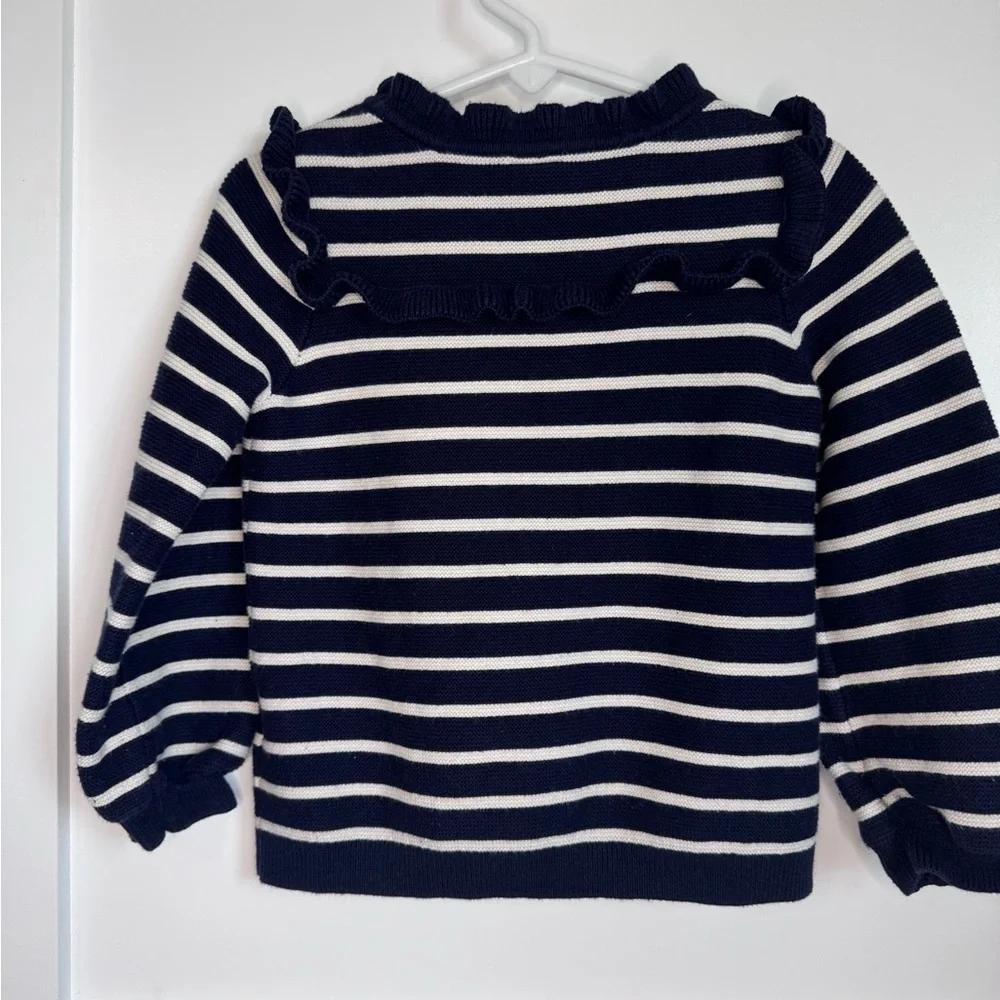 Baby Gap Navy and White Stripe‎ Sweater with Ruffle Girl's Size 4T  Cotton Blend